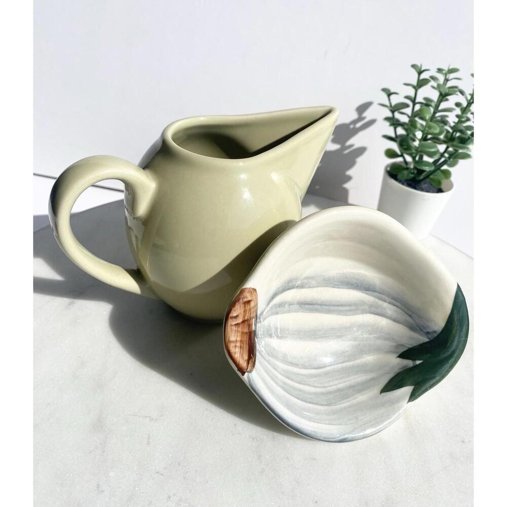 Handpainted Pottery Sugar Dish Milk Caddy Art Deco Style Vintage Servingware 70